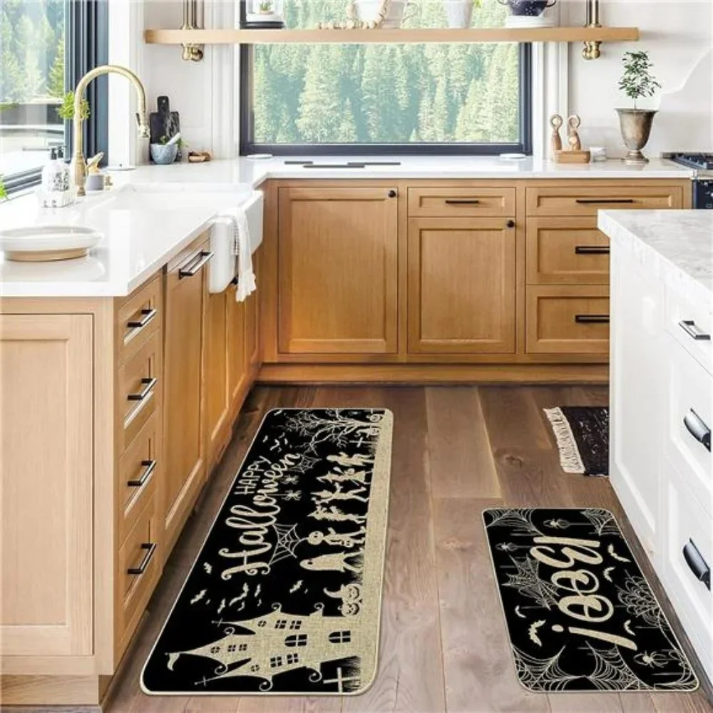 Halloween Kitchen Mats Set of 2,  Kitchen Rugs and Mats,17x29 Inch-17x47 inch